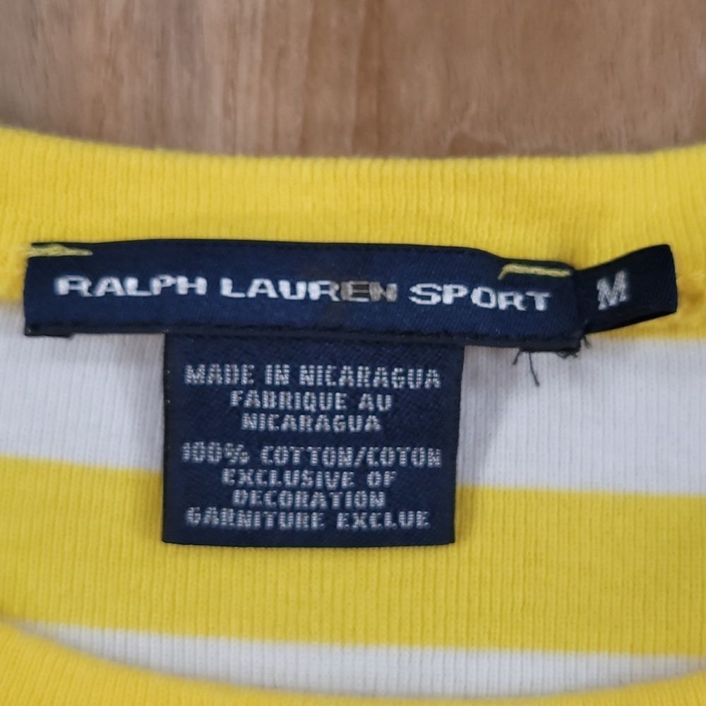 🔹️Ralph Lauren Sport Yellow & White Striped Long Sleeve Top Medium - Picture 6 of 7